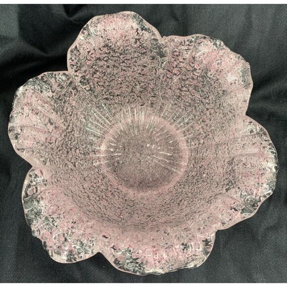Murano Fratelli Toso Pink Bowl Sugar Ware Ruffled Textured 6" Vintage - Picture 2 of 7